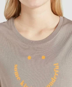 Khujo FRANCESCA SMILE - Camiseta Estampada - Graubraun, Mujer -Tienda de ventas KHUJO 0d91ba019daa4da794f284afcd996f61