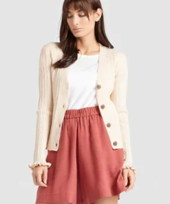 Khujo SUSTU - Chaqueta De Punto - Beige, Mujer