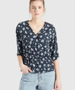 Khujo RINALDA - Blusa - Blau Weiß Geblümt, Mujer