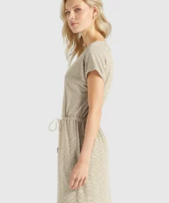 Khujo ANNEMARIE - Vestido Ligero - Weiß-ocker Gestreift, Mujer -Tienda de ventas KHUJO 5d0d233af956417cbd7b1019d51c3ccf