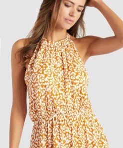 Khujo KELSA - Vestido Informal - Ocker Geblümt, Mujer -Tienda de ventas KHUJO 5f5a0e61b25040cbaaca787efc25e815