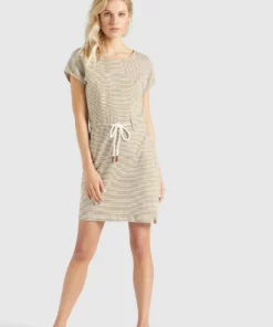 Khujo ANNEMARIE - Vestido Ligero - Weiß-ocker Gestreift, Mujer -Tienda de ventas KHUJO 61464aebc95e4ebea1b09b217e5db257