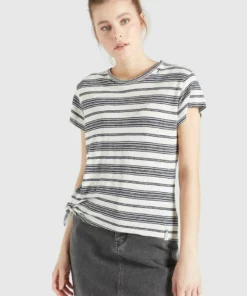 Khujo MATAMA - Camiseta Estampada - Naturweiß-dunkelblau Gestreift, Mujer