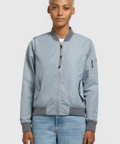 Khujo STENCE - Chaquetas Bomber - Blaugrau Hell, Mujer