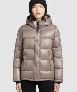 Khujo GERDA SHINY - Abrigo De Invierno - Taupe Glänzend, Mujer