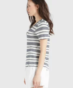 Khujo PERGOLA - Camiseta Básica - Naturweiß-dunkelblau Gestreift, Mujer -Tienda de ventas KHUJO b30364dd3df5449d934a28d062eabad6