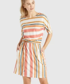 Khujo GABY - Vestido Ligero - Mehrfarbig Gestreift, Mujer