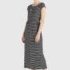 Khujo CRISTELLA - Vestido Largo - Schwarz-weiß Gestreift, Mujer