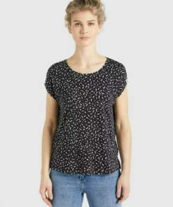 Khujo TALAJA - Camiseta Estampada - Schwarz-weiß Gemustert, Mujer