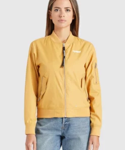 Khujo KALIA - Chaquetas Bomber - Beige/yellow, Mujer
