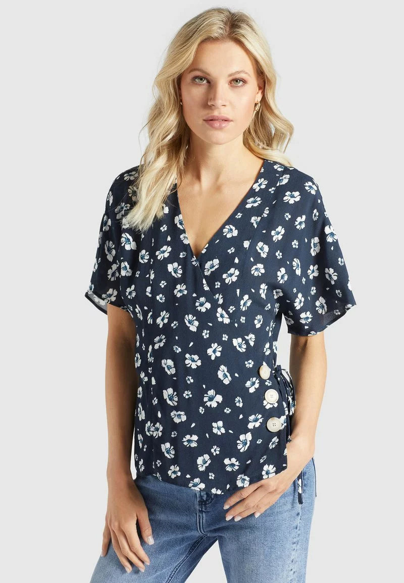 Khujo GIOVANNA - Blusa - Blau-weiß Geblümt, Mujer 1 Khujo GIOVANNA - Blusa - Blau-weiß Geblümt, Mujer