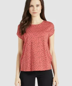 Khujo TALAJA - Camiseta Estampada - Rosa-schwarz Gemustert, Mujer