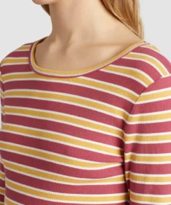 Khujo SICHUAN - Camiseta De Manga Larga - Rosa-ocker Gestreift, Mujer -Tienda de ventas KHUJO ca8facf2924e4998a965f042e9ff66da