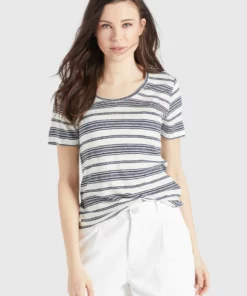 Khujo PERGOLA - Camiseta Básica - Naturweiß-dunkelblau Gestreift, Mujer