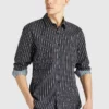 Khujo WAITE - Camisa - Schwarz Gestreift, Hombre