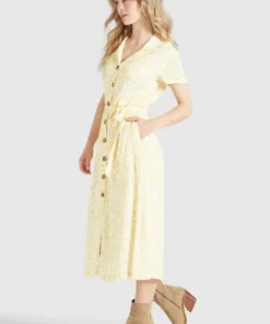 Khujo GOYA - Vestido Camisero - Gelb-weiß Geblümt, Mujer -Tienda de ventas KHUJO e6a635bac0f34c54a1e822463ed114d6