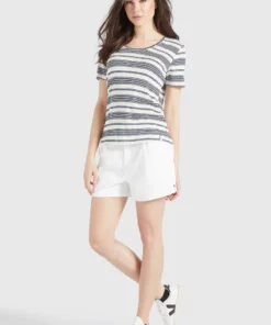 Khujo PERGOLA - Camiseta Básica - Naturweiß-dunkelblau Gestreift, Mujer -Tienda de ventas KHUJO edcc70b59a3b495f9164d9562c3dec2c