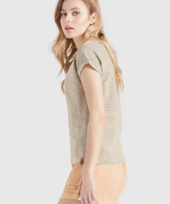 Khujo BABSI - Camiseta Estampada - Weiß Ocker Gestreift, Mujer -Tienda de ventas KHUJO f114b2e04f43466495f9c4d6740c9d12