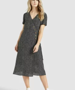 Khujo PORGY - Vestido Informal - Schwarz-weiß Gepunktet, Mujer