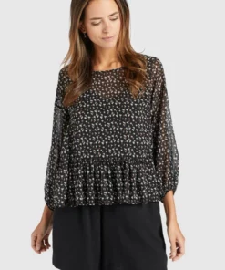 Khujo KLEMENTINA - Blusa - Black/blue, Mujer