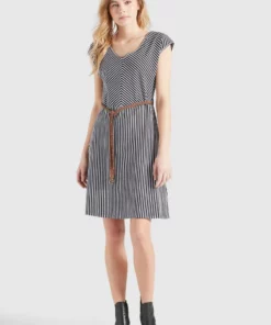 Khujo LEIFA - Vestido Informal - Dunkelblau-weiß Gestreift, Mujer -Tienda de ventas KHUJO fb1a0eb46bf8452b84f50535030081ef