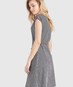 Khujo LEIFA - Vestido Informal - Dunkelblau-weiß Gestreift, Mujer -Tienda de ventas KHUJO ff5b9aeccd6e4f43ae0b8a04bce539c8